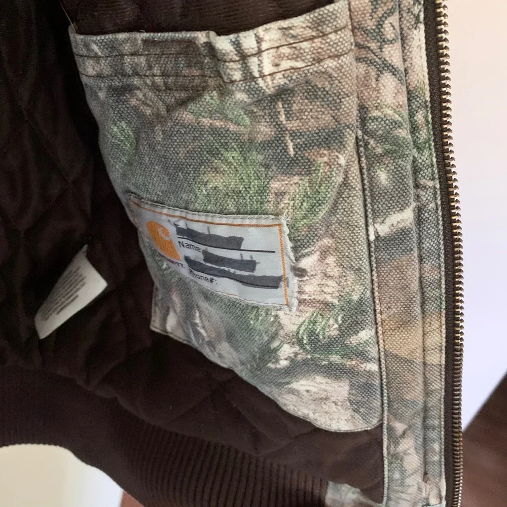 Carhartt Kids M 10-12 Active Jacket Realtree Camo Quilted Lined Hooded Canvas